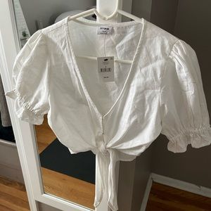 Cotton On Cropped Tie Front Blouse Size Small (NWT)